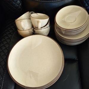 Crate & Barrel Dune Stone plate,bowl and mugs set